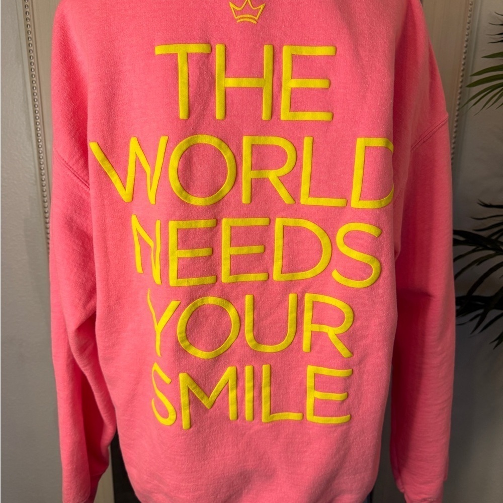 Pink Smiley Face Women's Sweatshirt - Picture 6 of 10